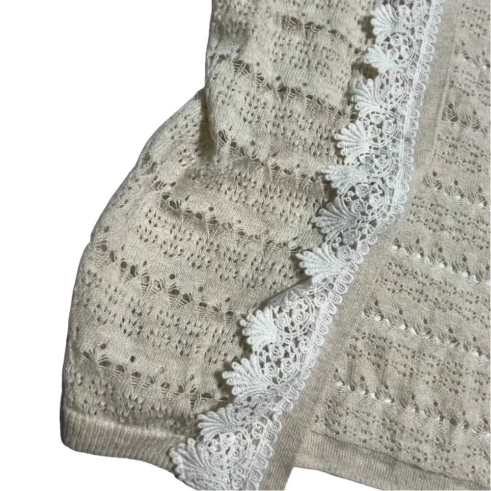 Gap Kids knit  Lace Trim Cardigan short sleeve Oatmeal Girl’s 10